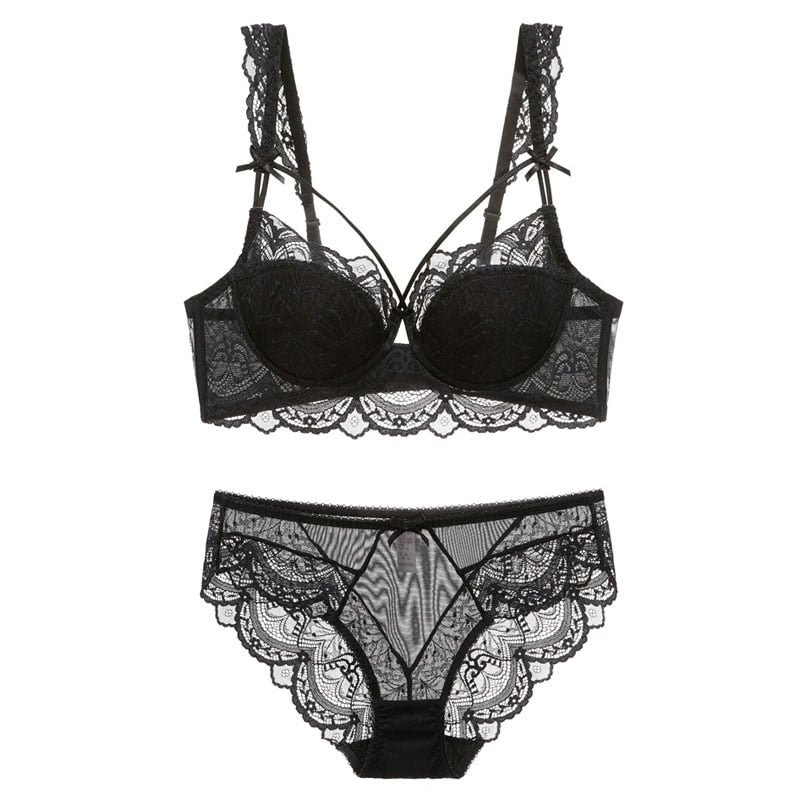 CINOON New Top Ultra-thin Underwear Set Push-up Bra And Panty Sets Hollow Brassiere Gather Sexy Bra Plus Size Lace Lingerie Set