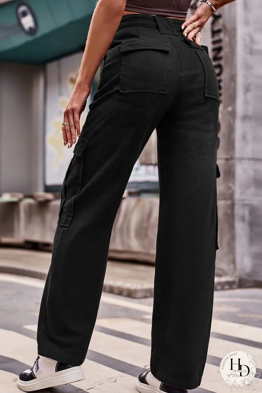 Buttoned High Waist Loose Fit Jeans