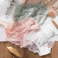 pornhint Pornhint 3pcs Sexy Lace Panties For Women Underwear Fashion Panty Lingerie Breathable Hollow Out Briefs Low-Rise Panties Female Underwear