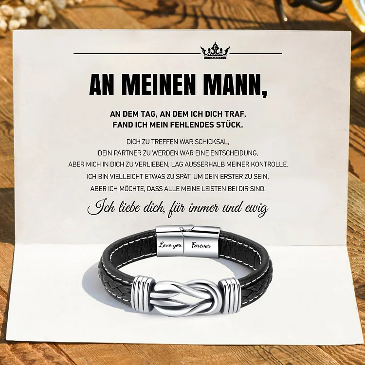 Kettenmachen Herren Leder Seemansknoten Armband- An Meinen Mann Ich liebe dich, für immer und ewig-Geschenk mit Nachrichtenkarte