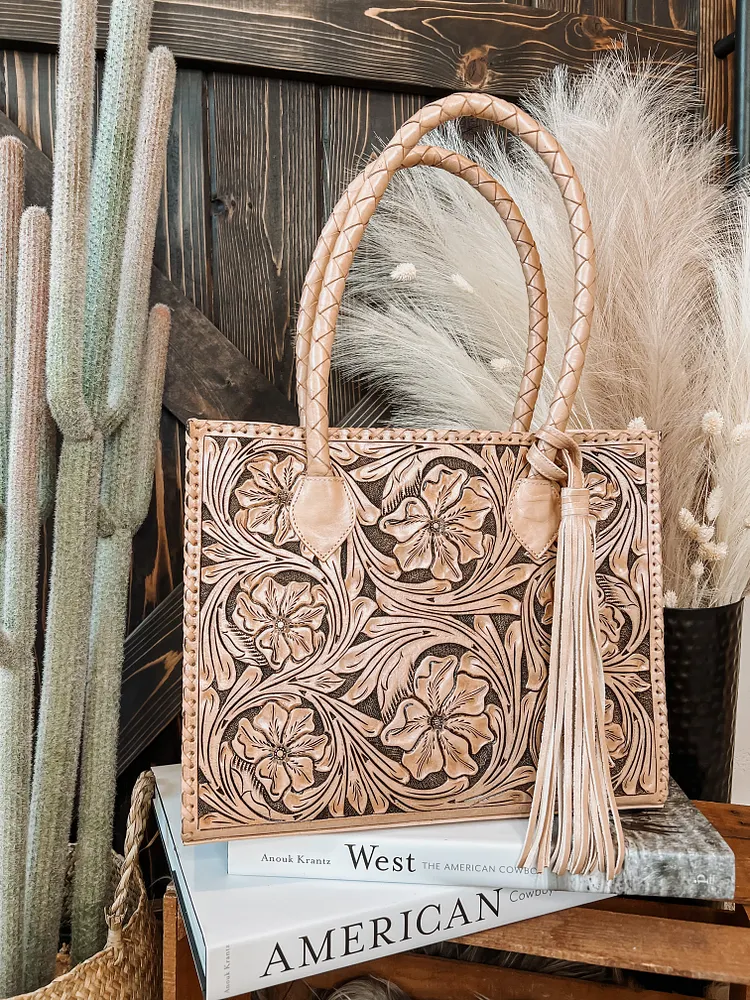 Marcos Tooled Tote - Natural