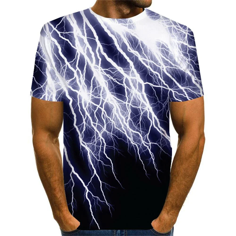 3D Graphic Short Sleeve Shirts Lightning