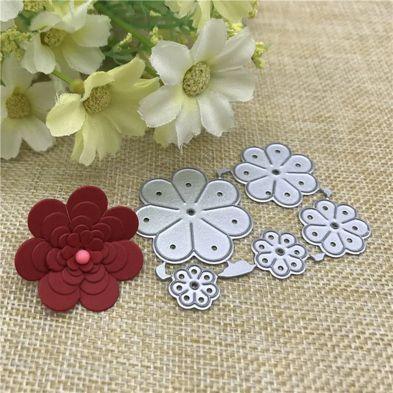 5pcs flower Metal Cutting Dies Stencils For DIY Scrapbooking Decorative Embossing Handcraft Die Cutting Template