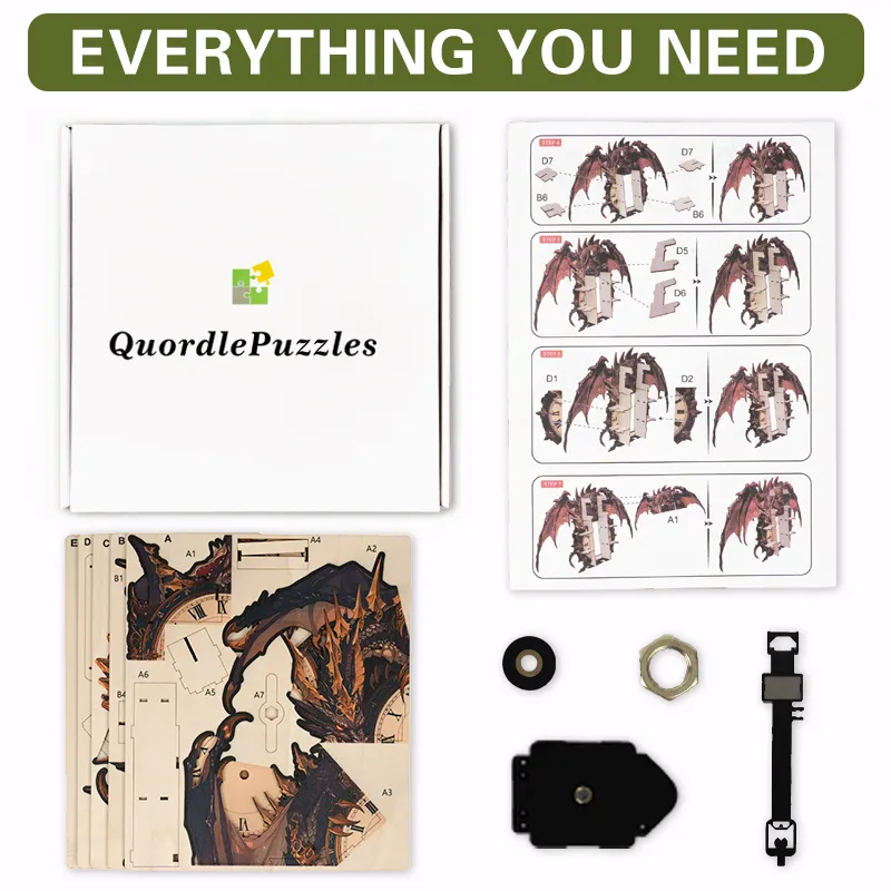 Shadow Dragon Timepiece Wooden Clock Puzzle