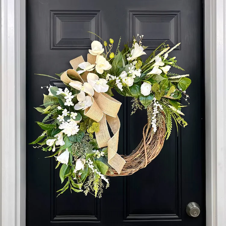 White Orchid Peony Wreath