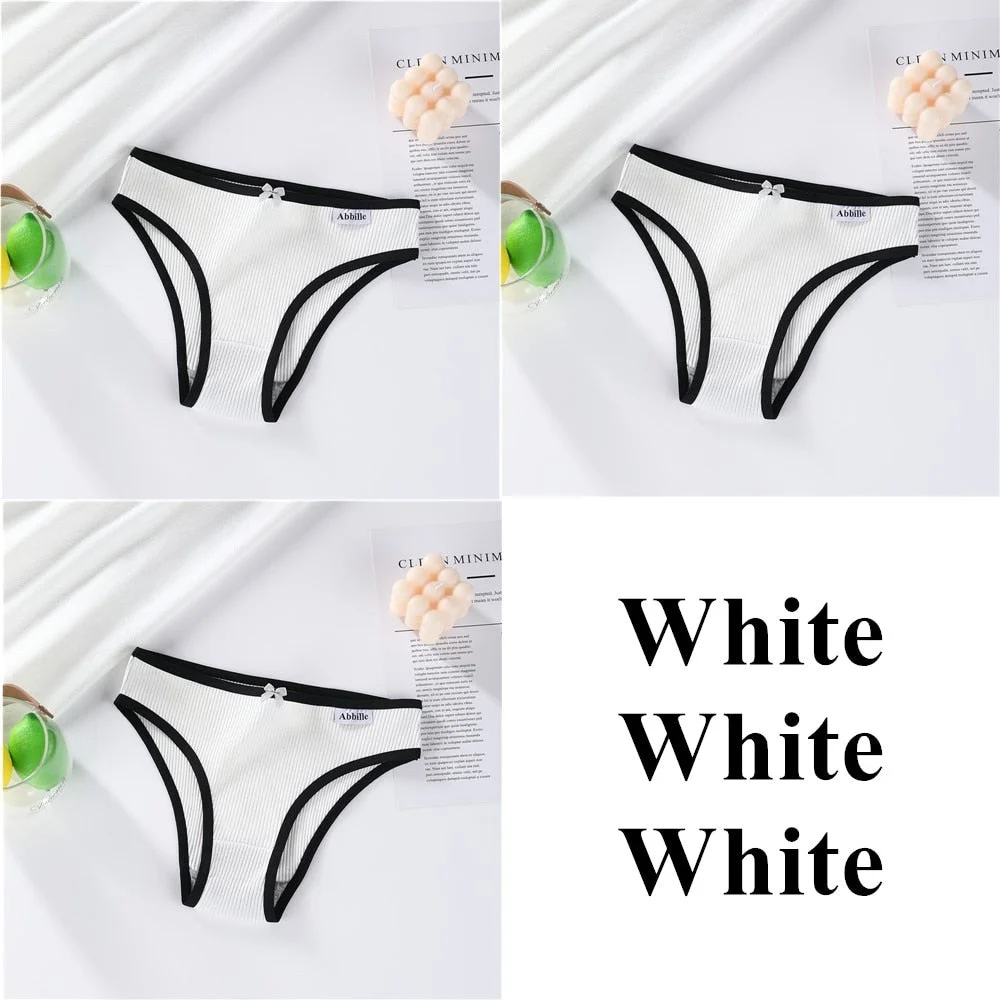 3PCS Women Cotton Underwear Panties Female Sexy Briefs Low Waist Pantys Set Seamless Solid Color Intimate Lingerie for Girl M-XL