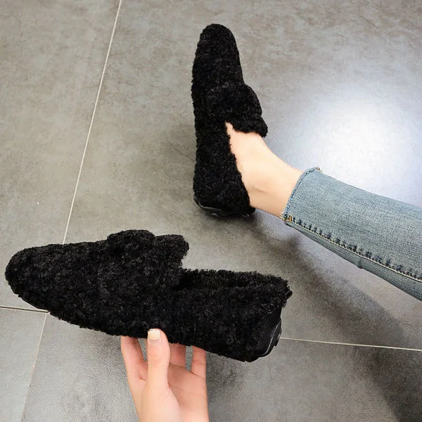 Moccasin Shoes Slip-on Round Toe Loafers Fur Women Female Footwear Casual Sneaker Shallow Mouth 2020 Fashion Women's Moccasins