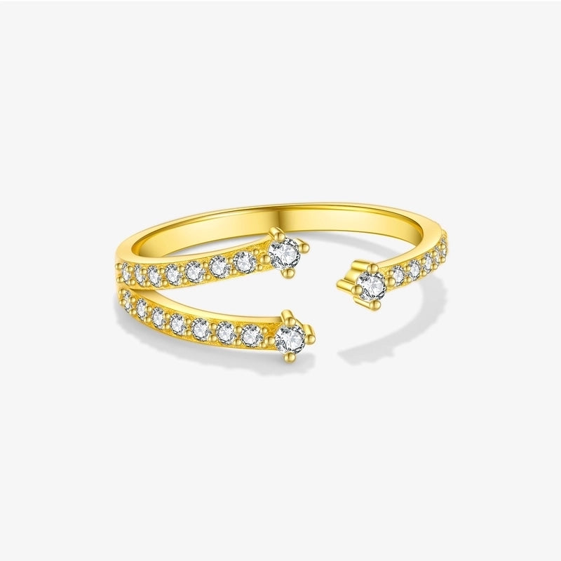 18K Gold Plated White Gold Plated 925 Sterling Silver Zircon Irregular Open Rings