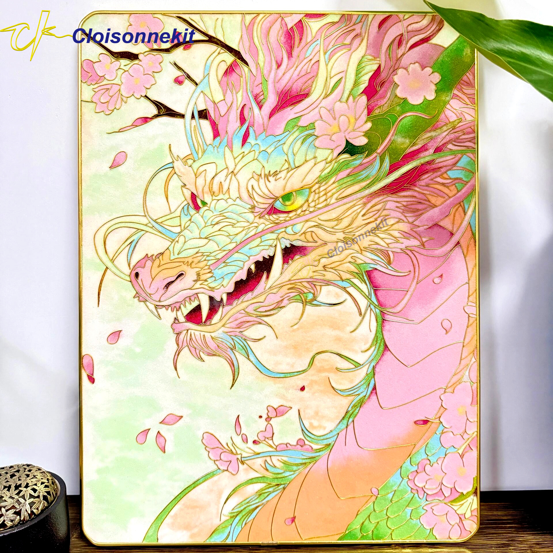 Fantasy Pink Dragon -Cloisonne Painting Art Kits - Cloisonnekit