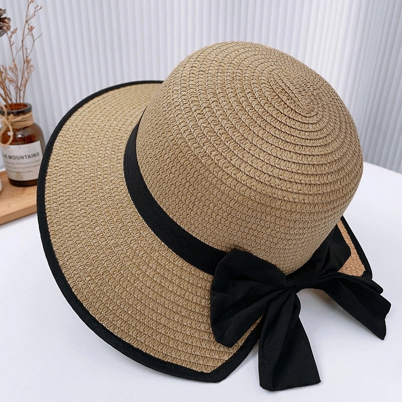 Women’s Vacation Color Block Flat Eaves Straw Hat