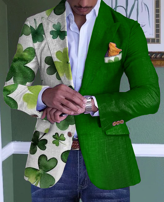 Floral Print Patchwork Lapel Collar Blazer