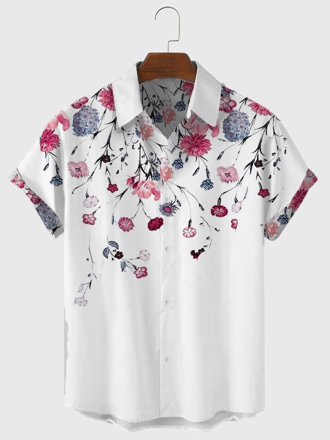 Floral cotton color block fashion shirt 8c15