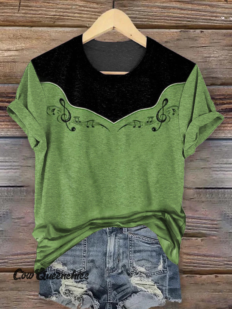 Western Art Print Casual Short Sleeve T-shirt Multicolor / S