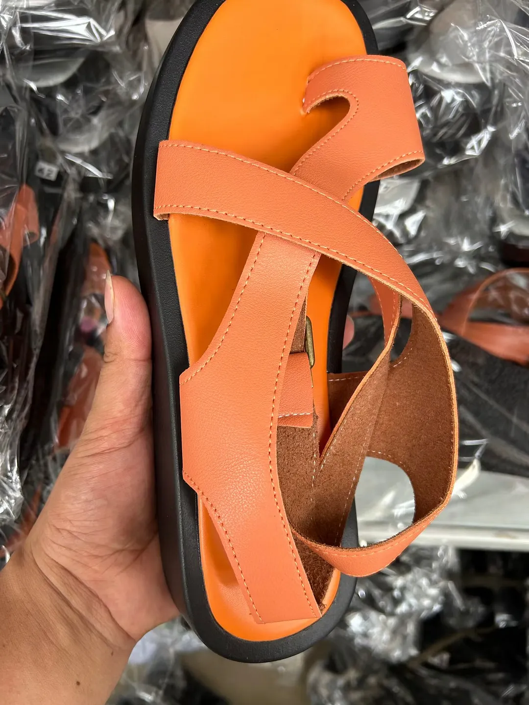 Breakj Breakj Women 2025 New Large-Size Coated Toe Polyurethane Deep Base Leisure Outside The Roman Wind Wearing Ring Buckle With Women's Sandals