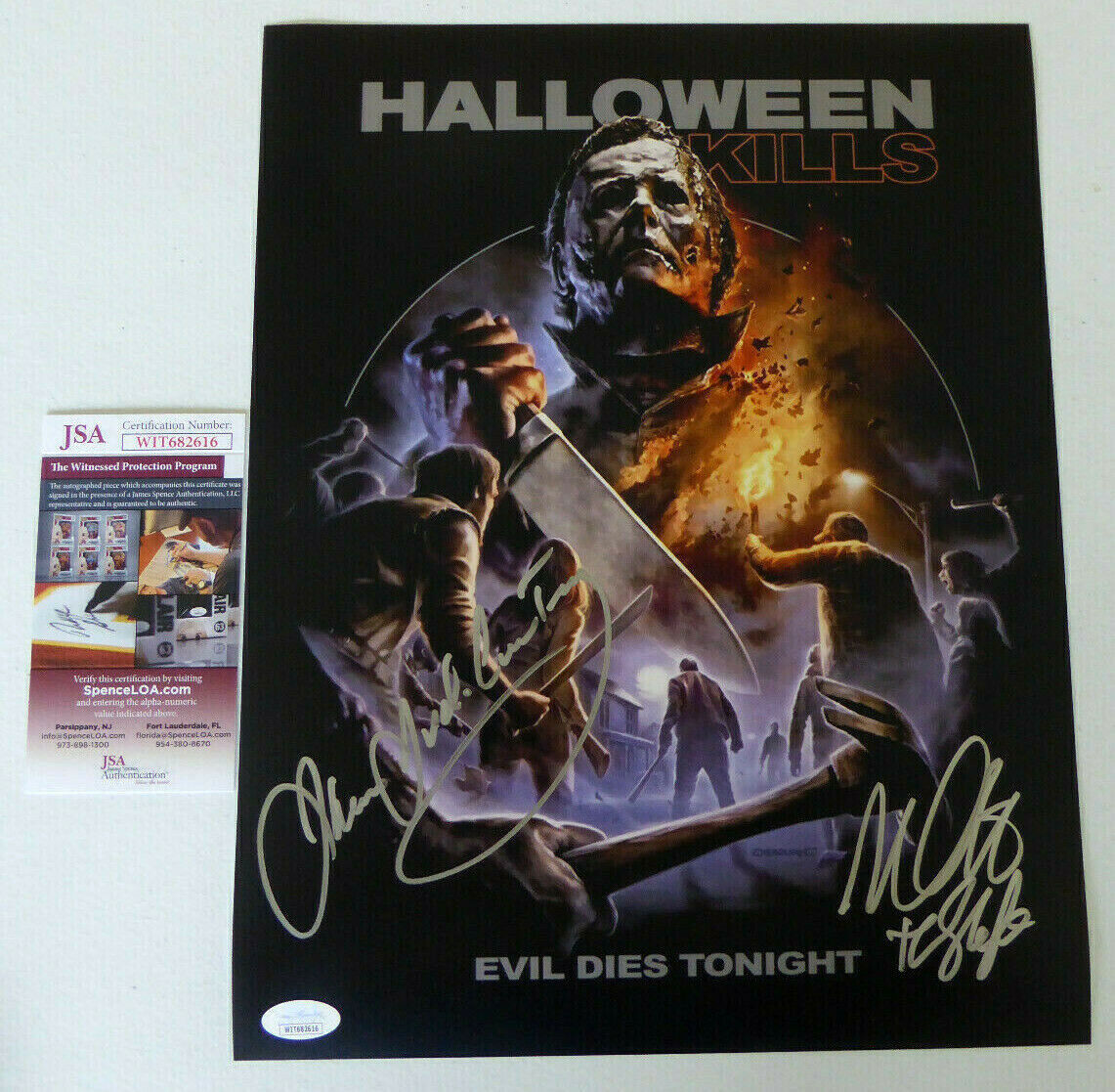 James Jude Courtney, Nick Castle Signed 11x14 Photo Poster painting Auto Halloween Kills JSA COA