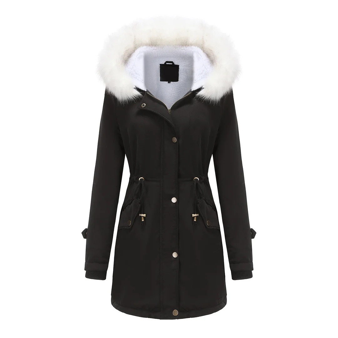 PASUXI Most Popular Winter Women Fleece Jacket Hooded Long Parka Thickened Coat Ladies Winter Warm Outerwear Plus Size Coats