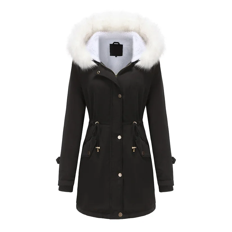 PASUXI Wholesale  High Quality Simple Girls Coats Stylish Design Parka Winter Overcoat Detachable Fur Collar Fleece Jacket huanwei