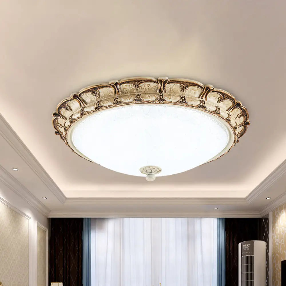 16&rsquo;/19.5&rsquo; Antique - Style Brown Floral Flushmount Led Ceiling Light In Opal Glass - Warm/White