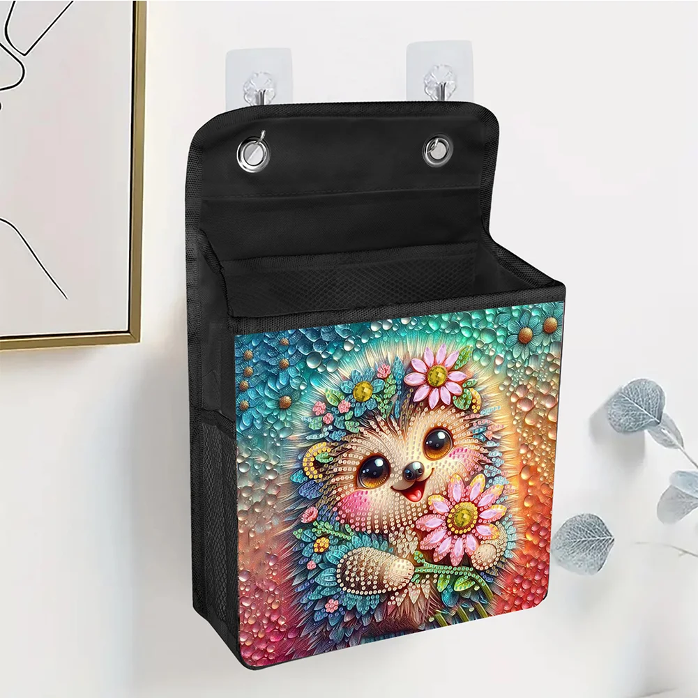 5D DIY Hedgehog Diamond Painting Hanging Storage Bag Diamond Art Organizer Box Home Decor 