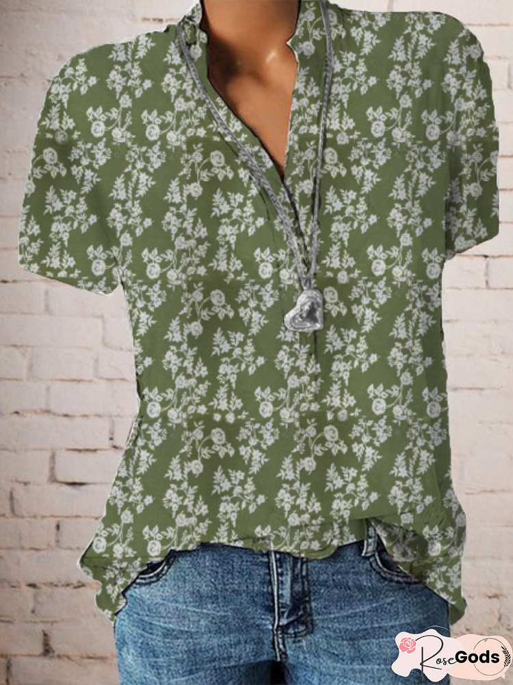 Vintage Short Sleeve Floral Tunic T-Shirt