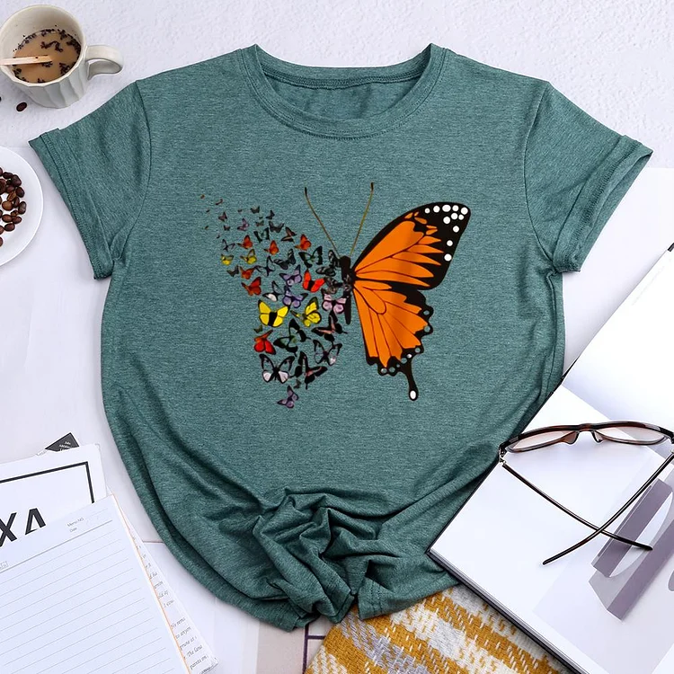 butterfly fragments Round Neck T-shirt-0023664