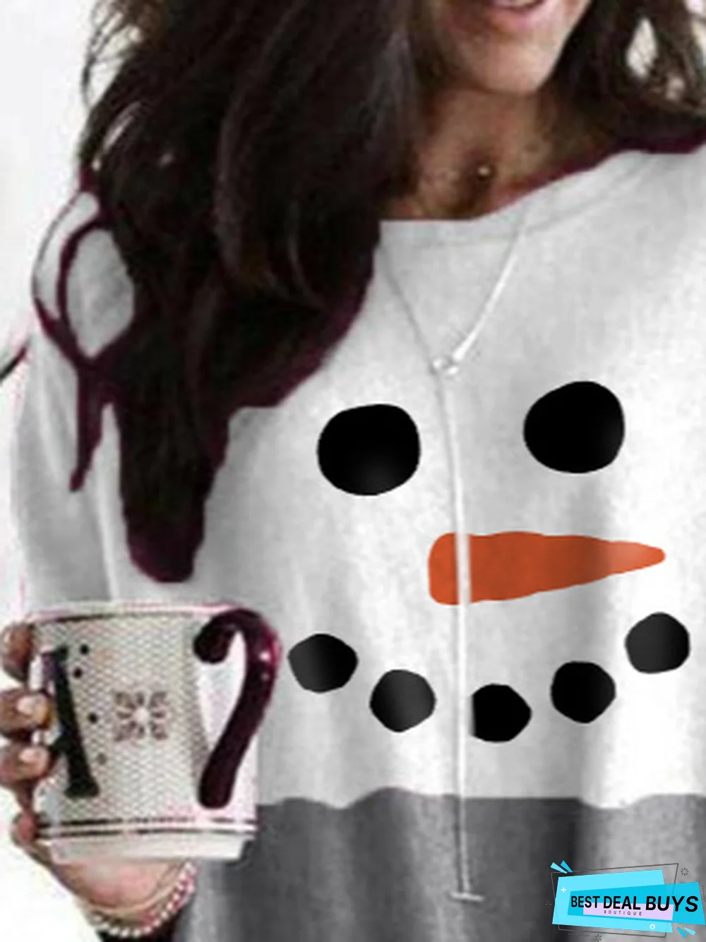 Cartoon Crew Neck Casual Cotton-Blend Dress