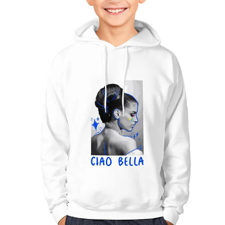 Children's Hoodie Line Female Black And White