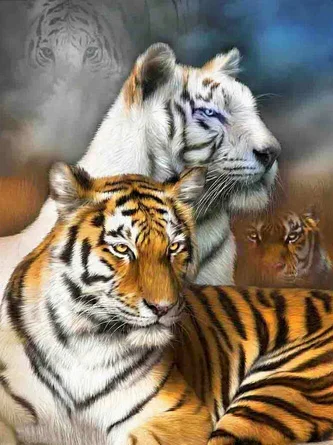 Diamond Painting - Full Round/Square Drill -Tiger(30*40 - 50*60cm)