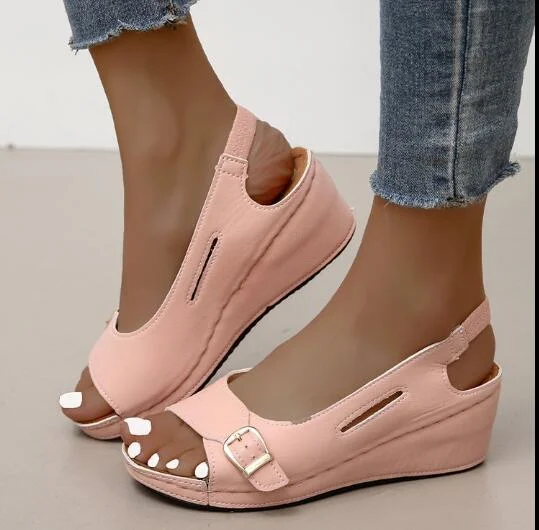 Sandalias Mujer 2021 Female Wedge Heels Shoes Women Summer Comfortable Sandals Slip-on Flat Sandals Platform Sandalias Fr5