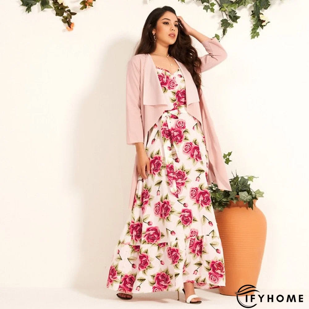 Spring New Ladies Fashion Sweet Color Sling Long Dress Irregular Loose Blouse Holiday Style Woman Sweet Pink Two-piece Suit | IFYHOME