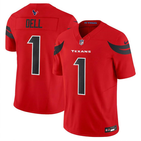 Men's  Houston Texans #1 Tank Dell  Red Vapor F.U.S.E. Limited Jersey
