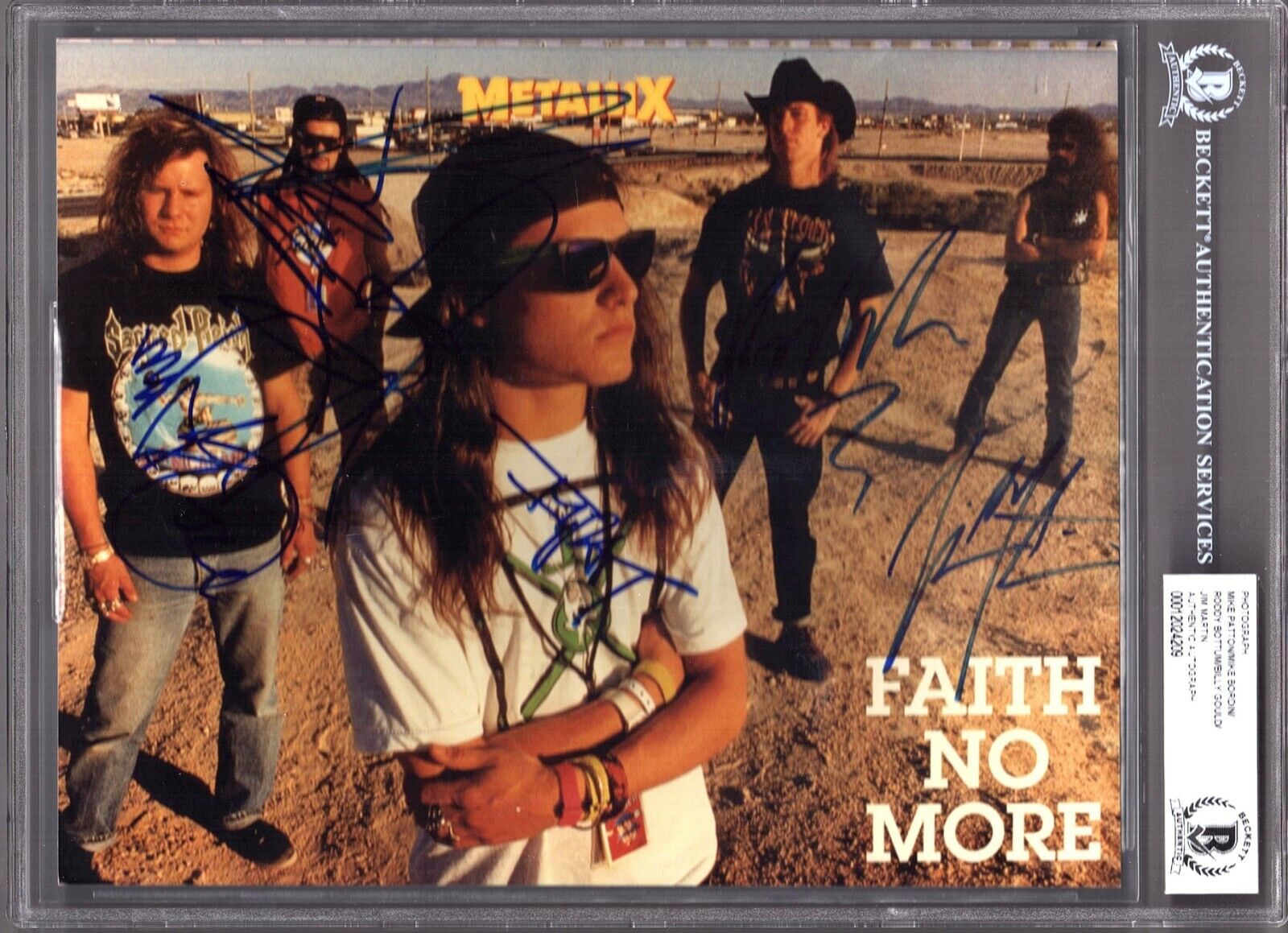 FAITH NO MORE Band Mike Patton +4 Signed Auto 8x10 Photo Poster painting Beckett BAS SLABBED