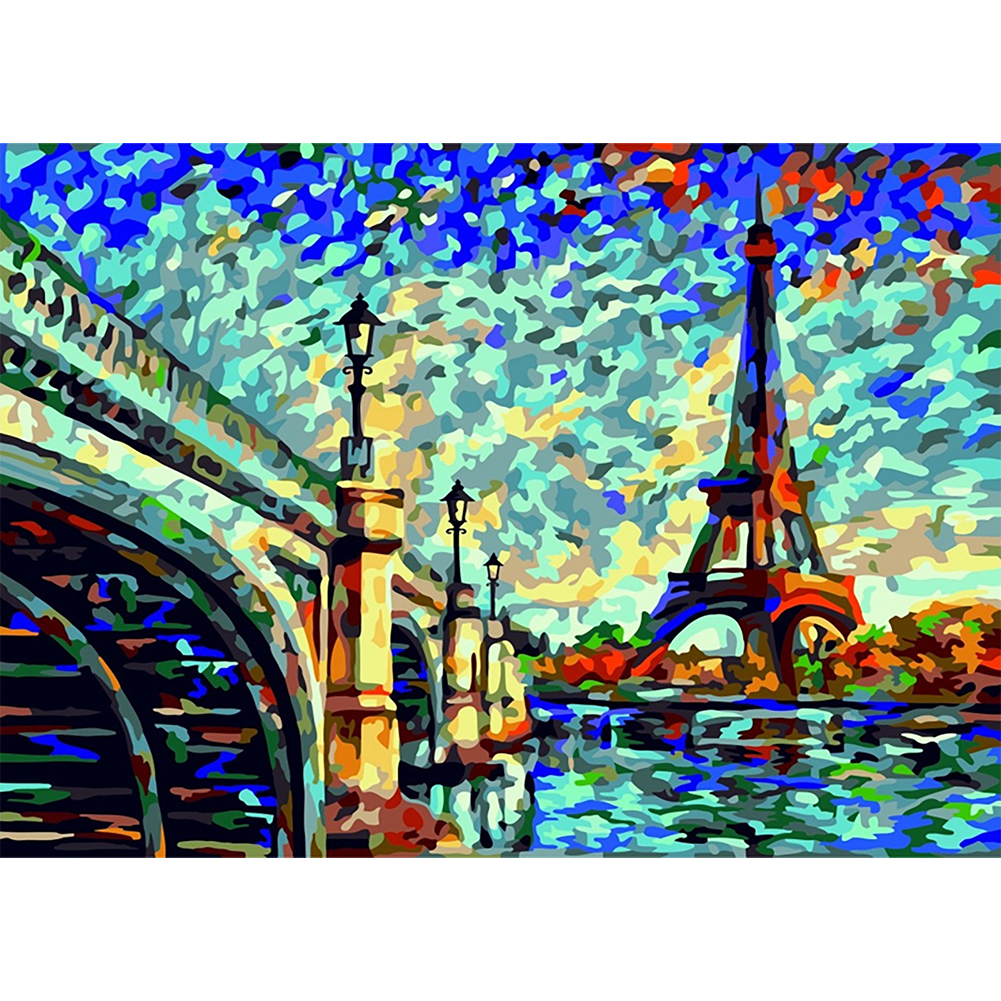 

40*30CM - Round Drill Diamond Painting - Under Iron Bridge, 501 Original