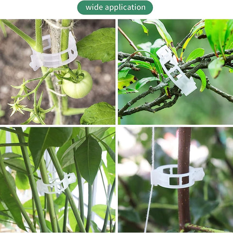 100 pcs plant support clips,plant clips for climbing plants tomato garden vine clips for supporting vegetables plants stalks,vines,climbing plant tomato trellis clips (white, green)