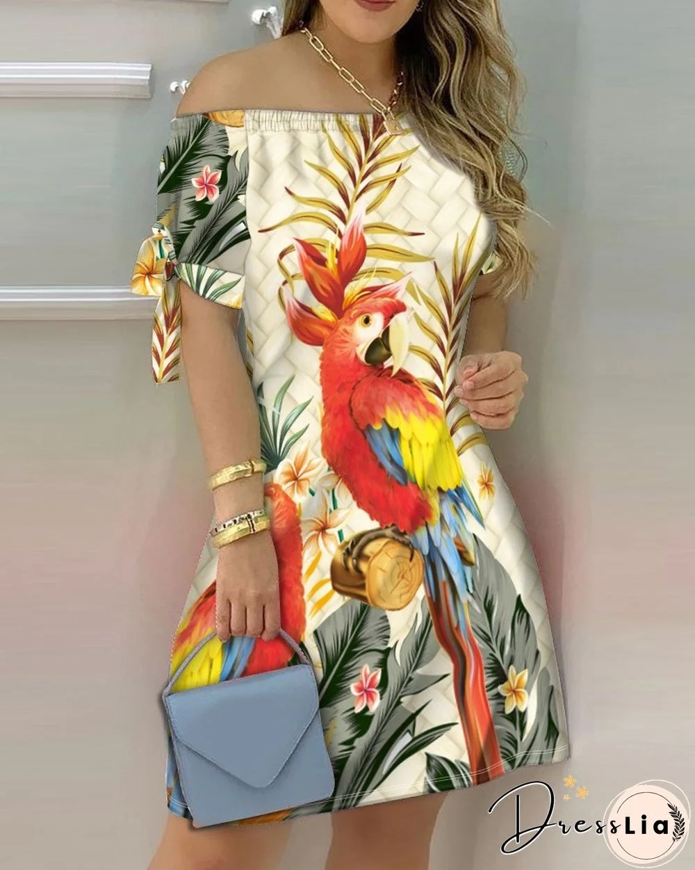 Sexy Female Casual Striped Off Shoulder Short Sleeve Mini DressFor Ladies Bow Tie Print A Line Party Short Dresses Vestidos