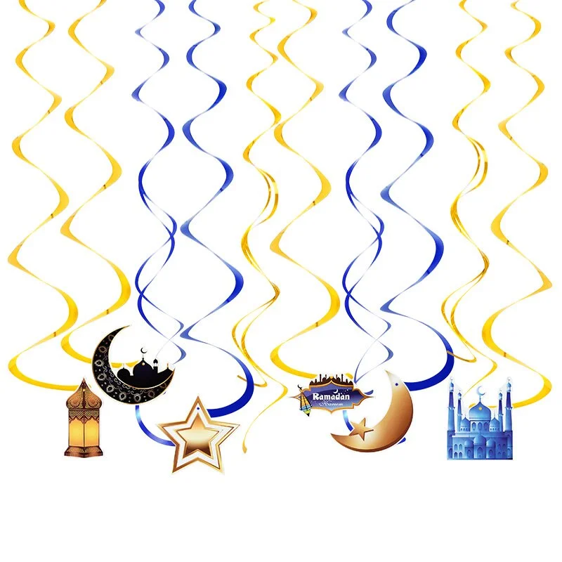 EID Mubarak Banner Glitter Star Moon Letter Paper Bunting Garland Islamic Muslim Party Ramadan Kareem Decorations for Home 2022