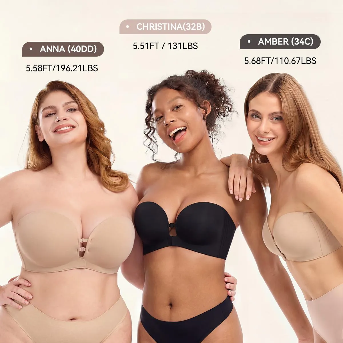 LUCKMEEY Womens Strapless Front Closure Bra Push Up Lift Bra Padded Add Cup Non Slip Anti-Slip Grip & Removable Straps Fit Outfits Wireless Supportive Seamless Comfortable LUCKMEEY Womens Strapless Front Closure Bra Push Up Lift Bra Padded Add Cup Non Slip Anti-Slip Grip & Removable Straps Fit Outfits Wireless Supportive Seamless Comfortable