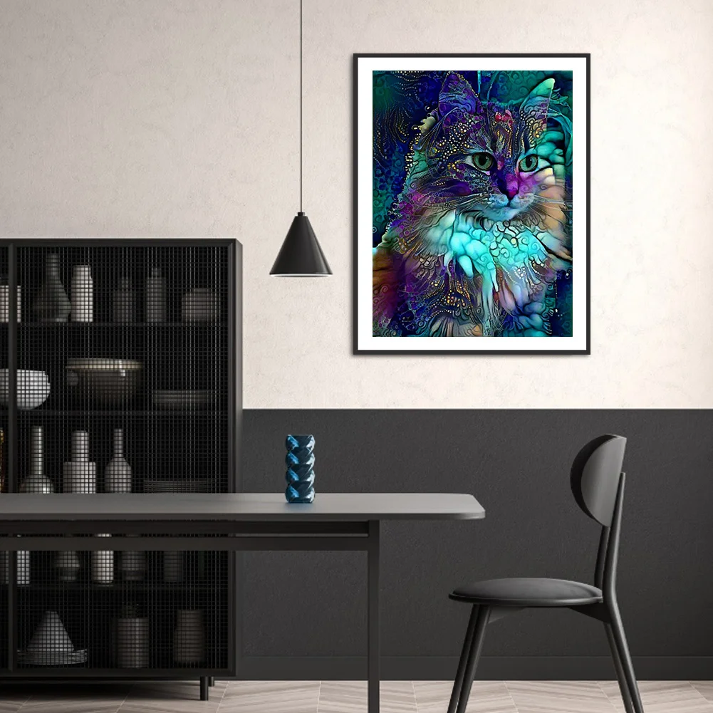 Diamond Painting - Full Round Drill - Multicolor Cat(30*40cm)