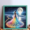 (Counted/Stamped) Beach Rainbow Dress Girl-18CT Cross Stitch 35*35cm/13.78*13.78in