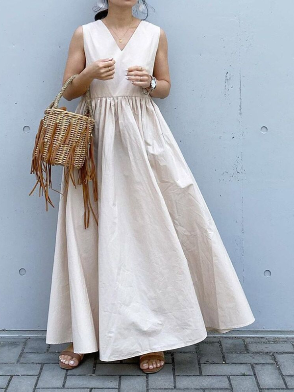 Loose And Sleeveless Looks Slim Maxi Dress