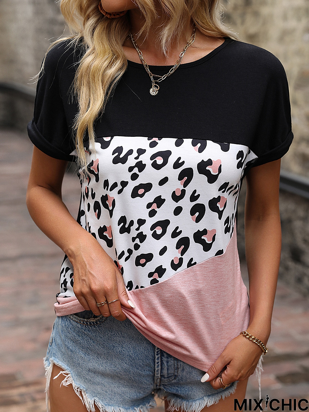 Casual Leopard Crew Neck T-Shirt