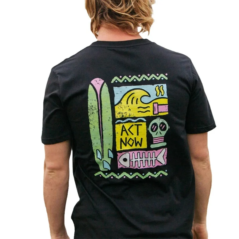 Men's T-Shirt Retro Surf Print Short Sleeve Beach Everyday Tee、、URBENIE