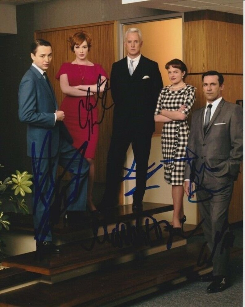 Mad men signed cast Photo Poster painting jon hamm elisabeth moss matthew weiner john slattery +