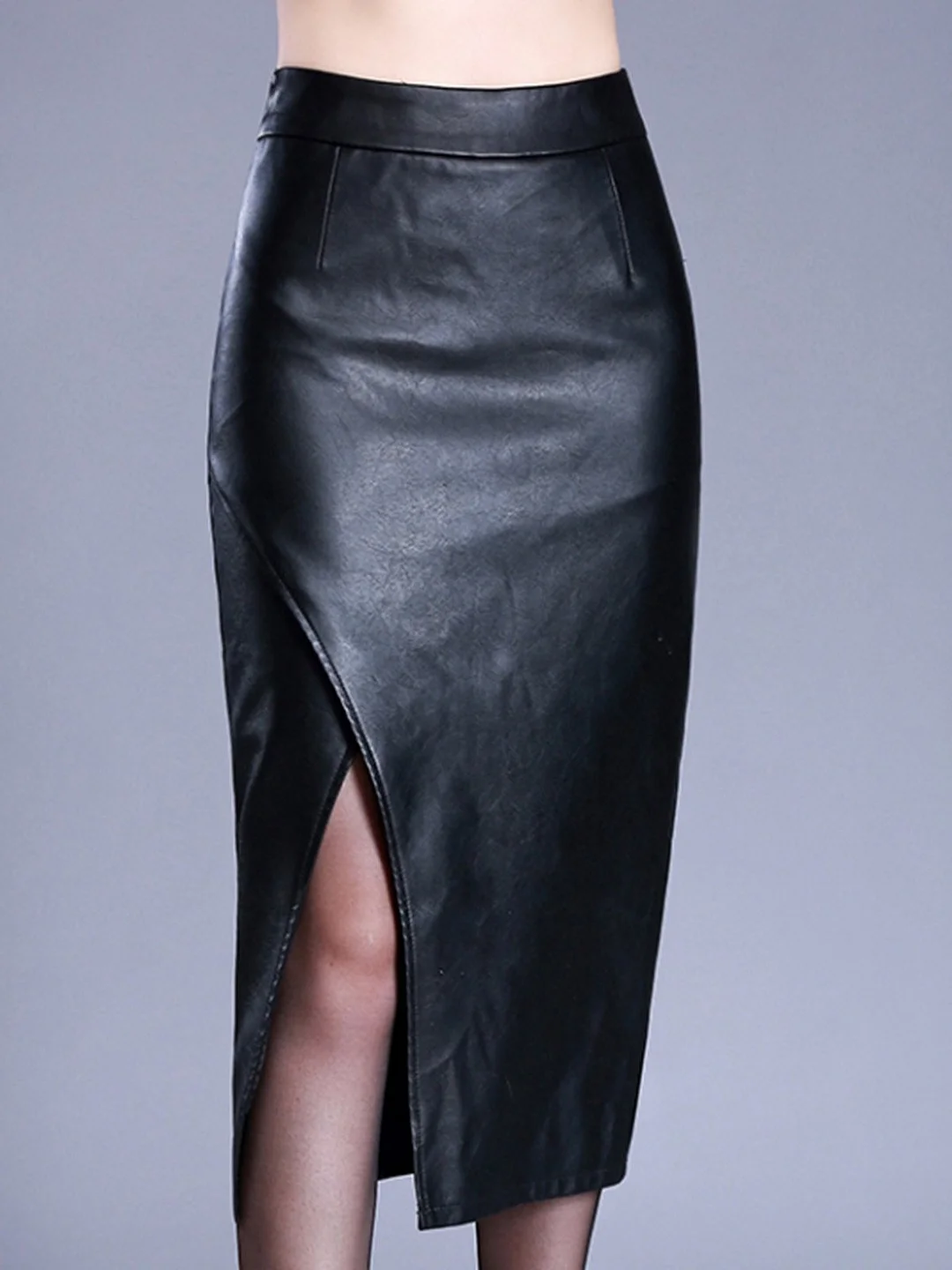 Black Solid Work Skirt