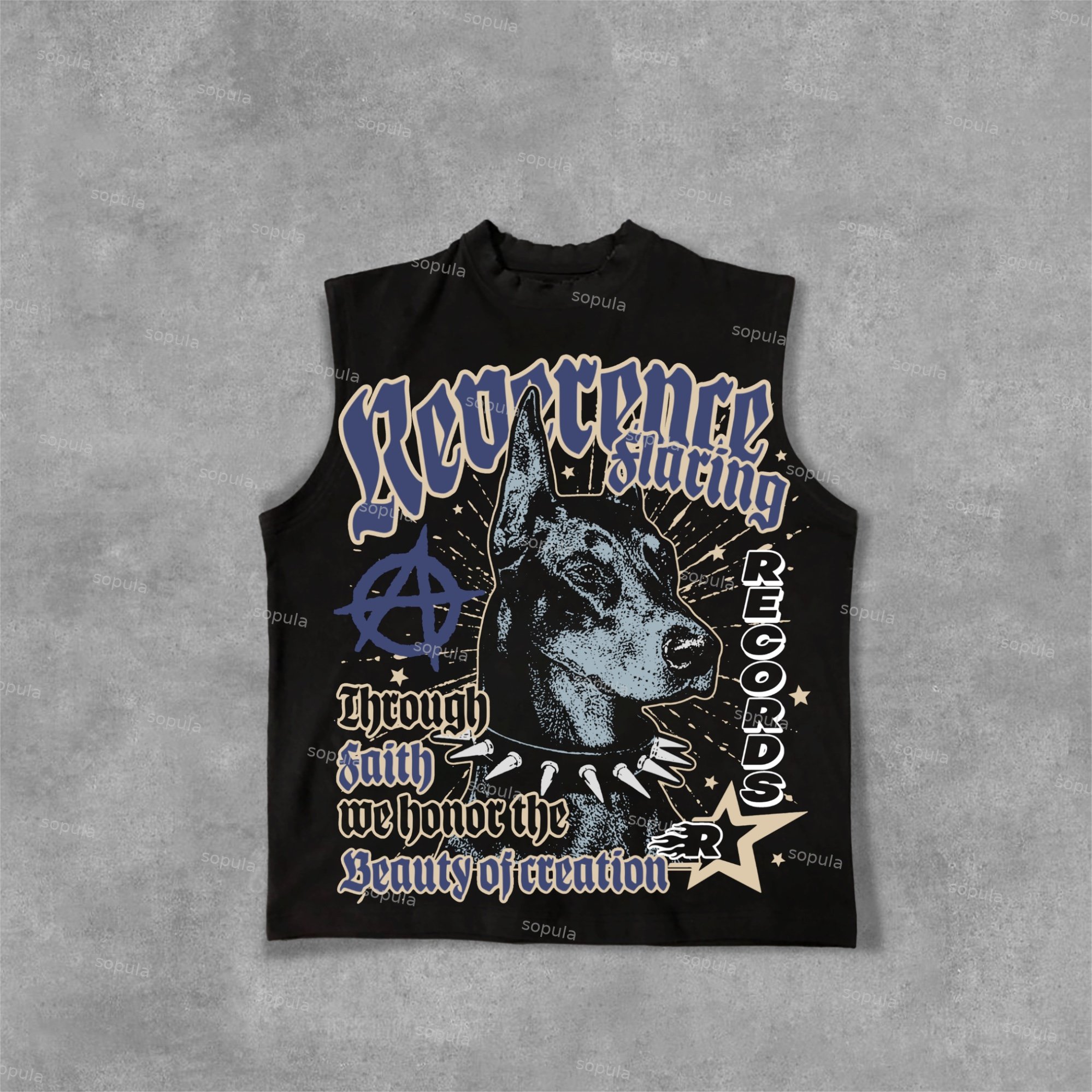 Doberman Retro Old Graphic Cotton Sleeveless Vest - Sopula｜Premium Graphic Tees & Graphic Clothing