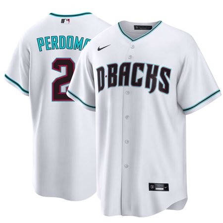 Men's Arizona Diamondbacks #2 Geraldo Perdomo White Cool Base Stitched Baseball Jersey SG7Z