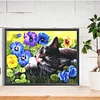 Diamond Painting -DIY Round Drill Cat lounging in Flowers