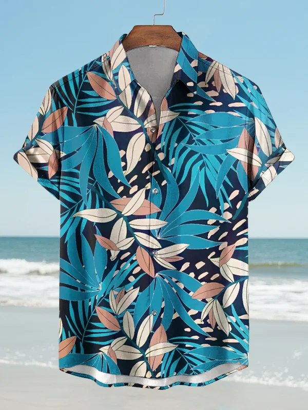 Men's Tropical Palm Leaf Art Pattern Vacation Shirt