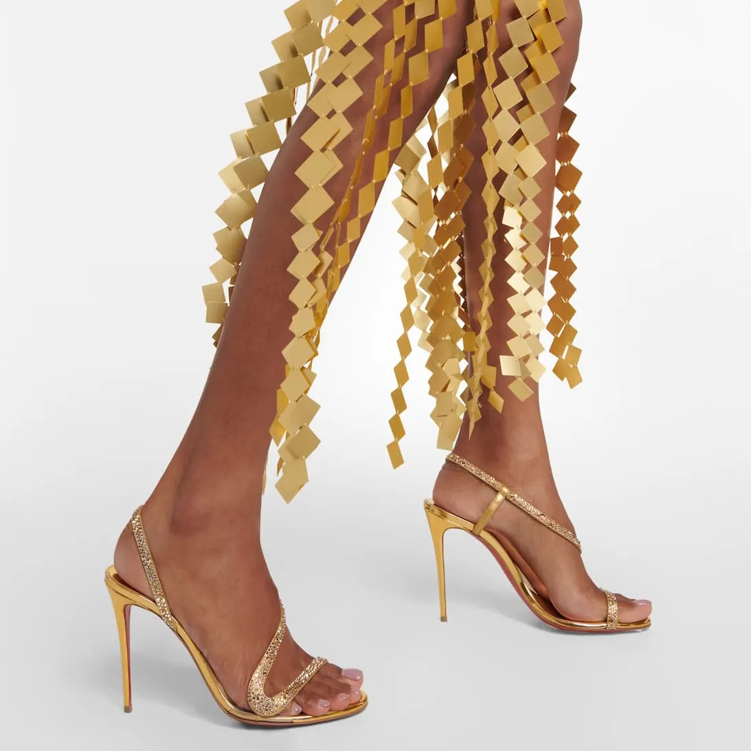 100mm Spotlight Wavy Straps Sandals Red Bottom Stilettos-vocosishoes
