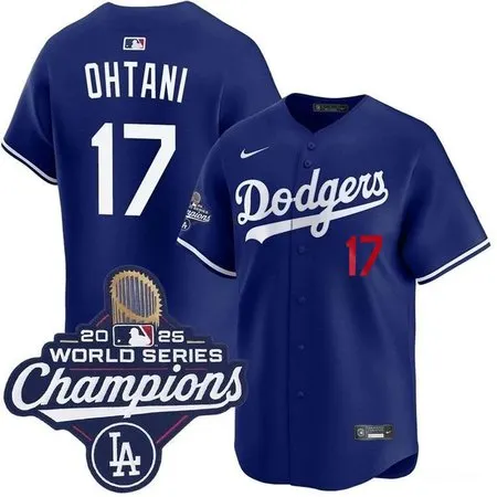 Youth Los Angeles Dodgers #17 Shohei Ohtani  Royal 2025 World Series Champions Home Limited Jersey